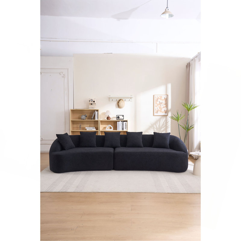 Canapé courbé sans os, modulaire à compression, haute densité, canapé-lit pour salon, salon, appartement, chenille, Noir