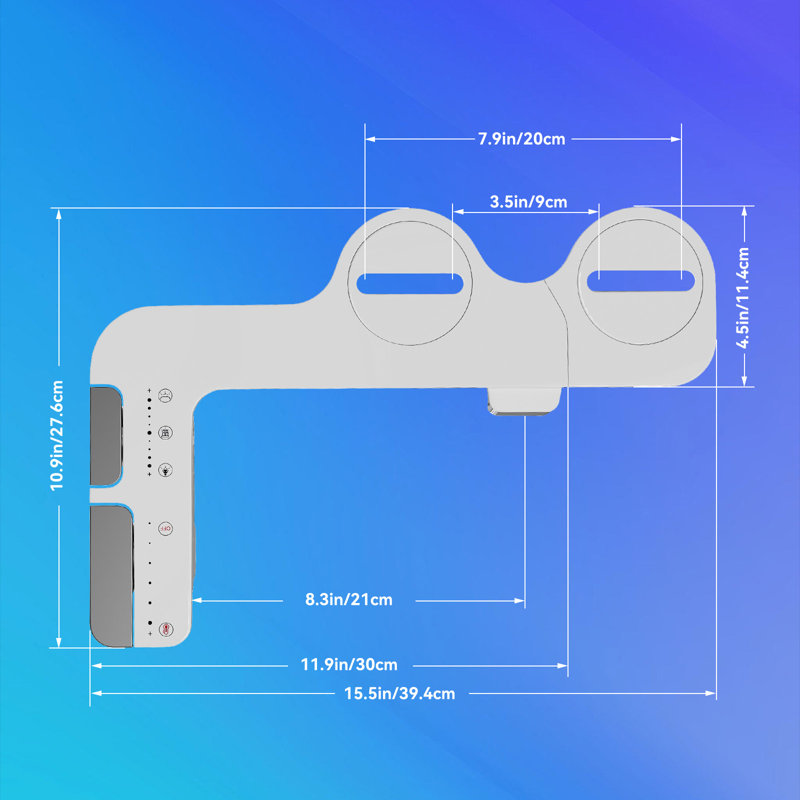 Luxury Slim Bidet Attachment With Hot Water, Dual Nozzles, Knob Control, White