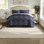 Luxurious King Bedding Sets, Polyester Comforter In Navy, Modern Style For Home