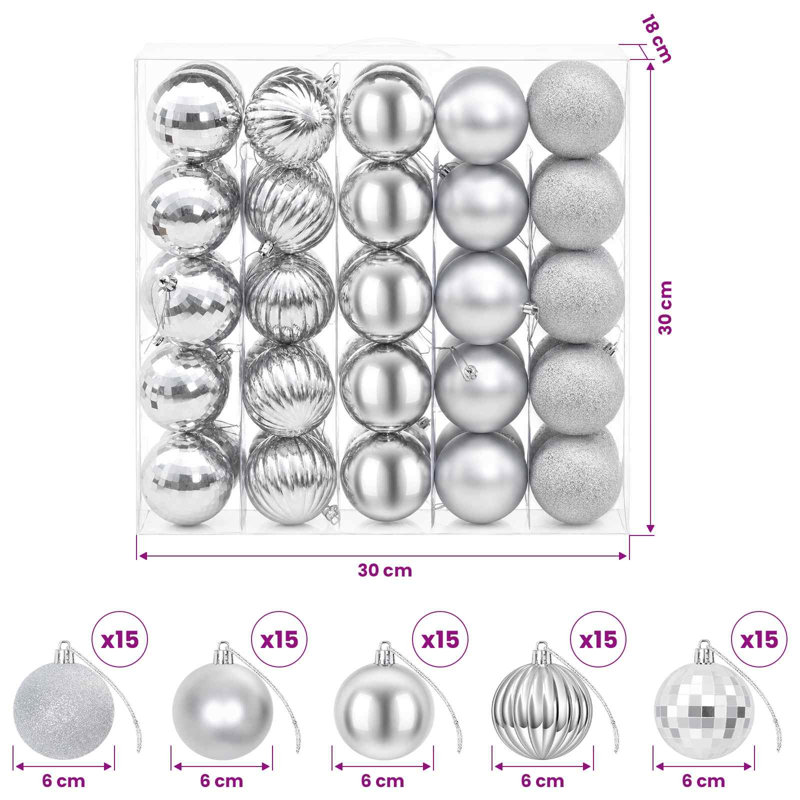 6cm Polystyrene Bauble, Silver