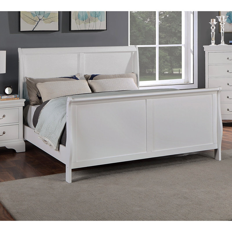 Tête de lit blanche avec contreplaqué moderne au design contemporain, Lit double