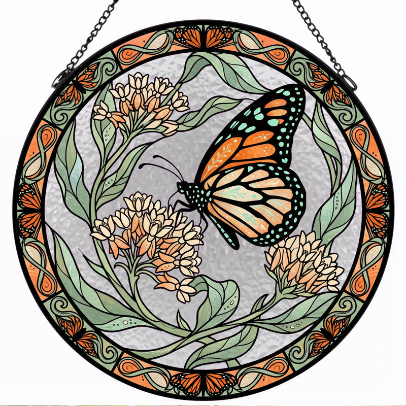 Vitrail de vitrail papillon Butterfly, 7,8 heures, 7.8"H