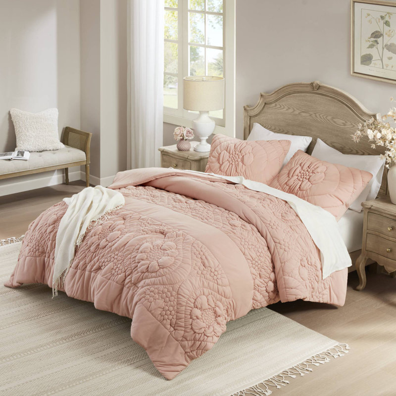  Ensemble d'édredon Elise Puffy, Très grand lit, Rose
