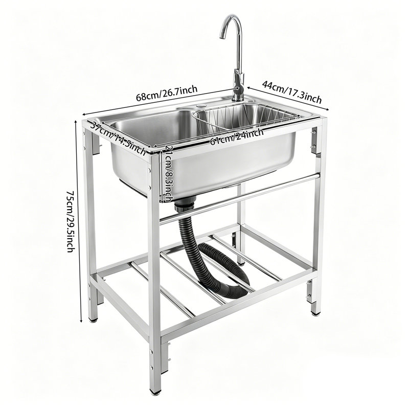 Station de lavage des mains autoportante avec robinet L 26,7 po x l 17,3 po