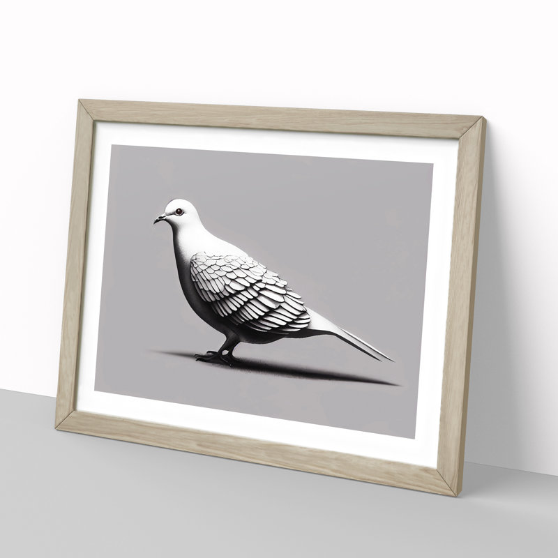 Blessed Dove Bird - Framed Print, Oak, 46cm H x 64cm W x 2cm D