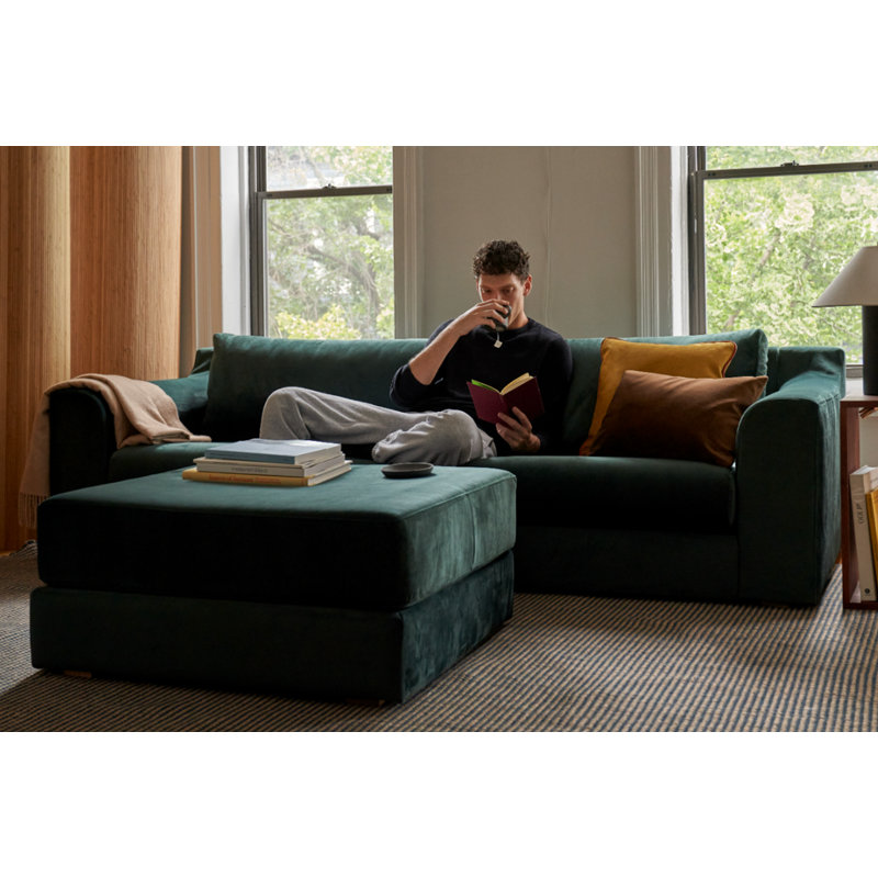 Elevate Ottoman, Seafoam Recycled Velvet