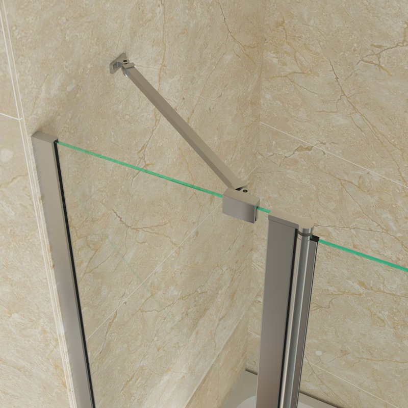 Jraty 39.3'' W x 55'' H Door Frameless Tub Door , Silver