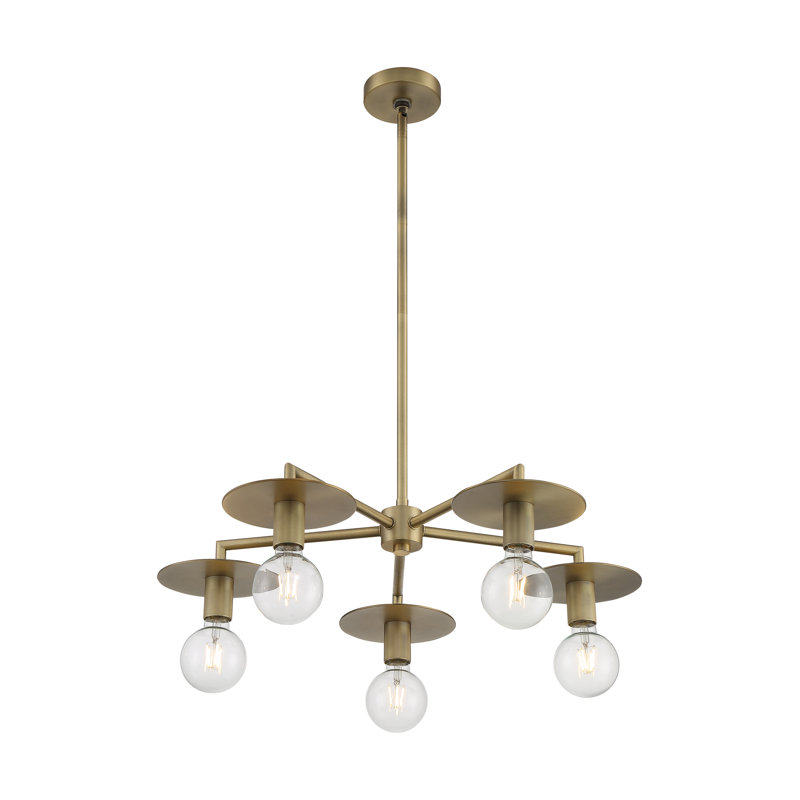 Lustre sphérique spoutnik à 5 lumières Sawvel, Laiton rétro