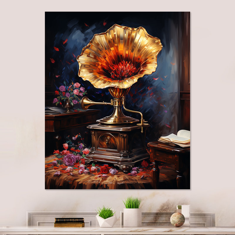 Gold Phonographs Elegance II - Phonographs, art mural en métal, H 20 po x l 12 po x P 1 po
