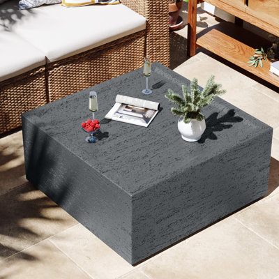 28'' Magnesium Oxide Patio Coffee Table for Indoor or Outdoor Use, Square,Dark Gray