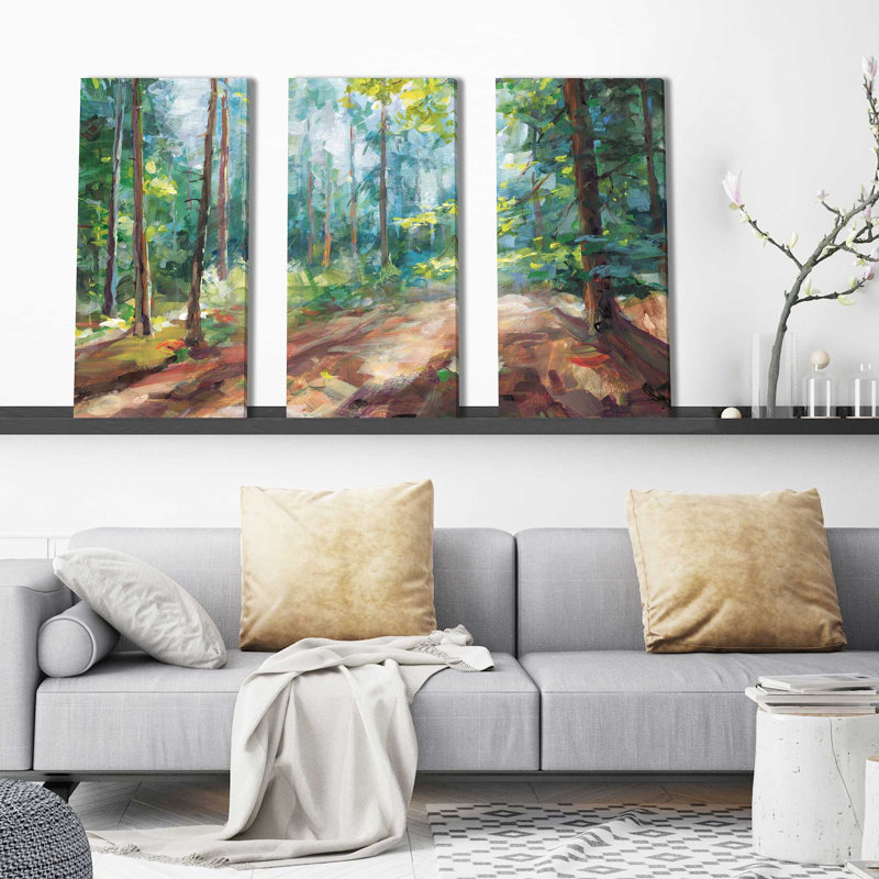 Woodland Reverie - peinture sur toile tendue 3 pièces