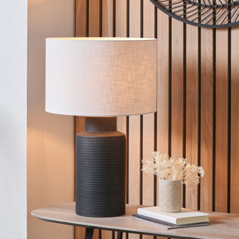 Ceramic Table Lamp, Black, 23.62" H x 13.78" W x 13.78" D, White