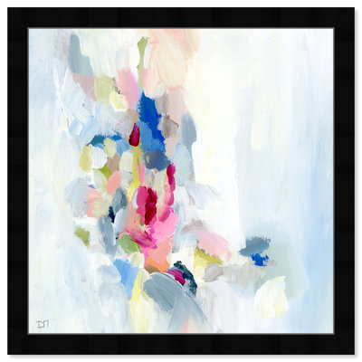 Pastel Blue Abstract Painting Contemporary Framed Art Print For Bedroom