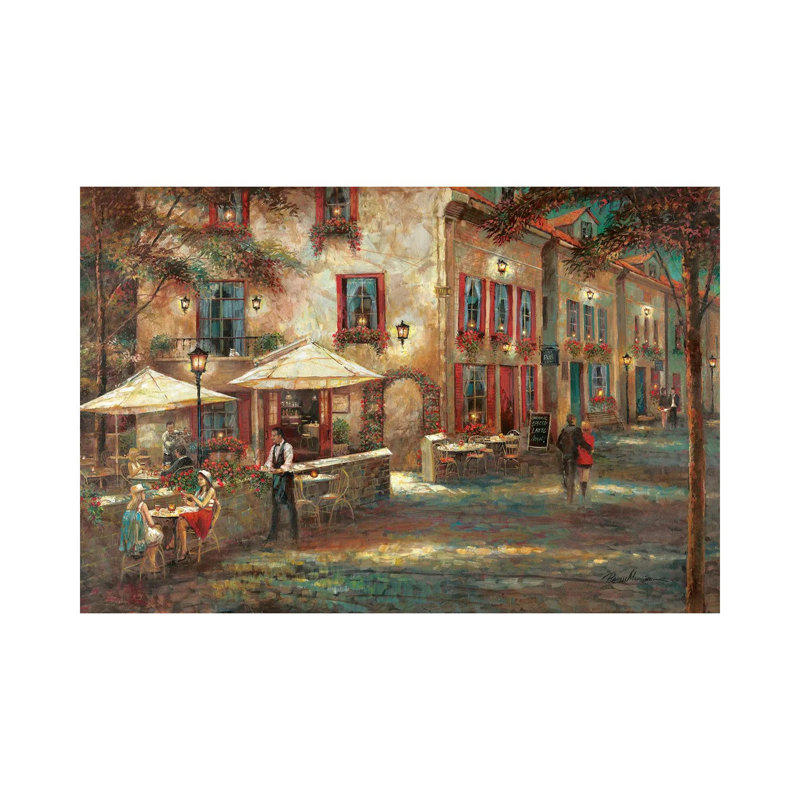 Courtyard Café by Ruane Manning - Gallery-Wrapped Canvas Giclée on Canvas, Canvas, 66.04 cm H x 45.72 cm W x 1.91 cm D