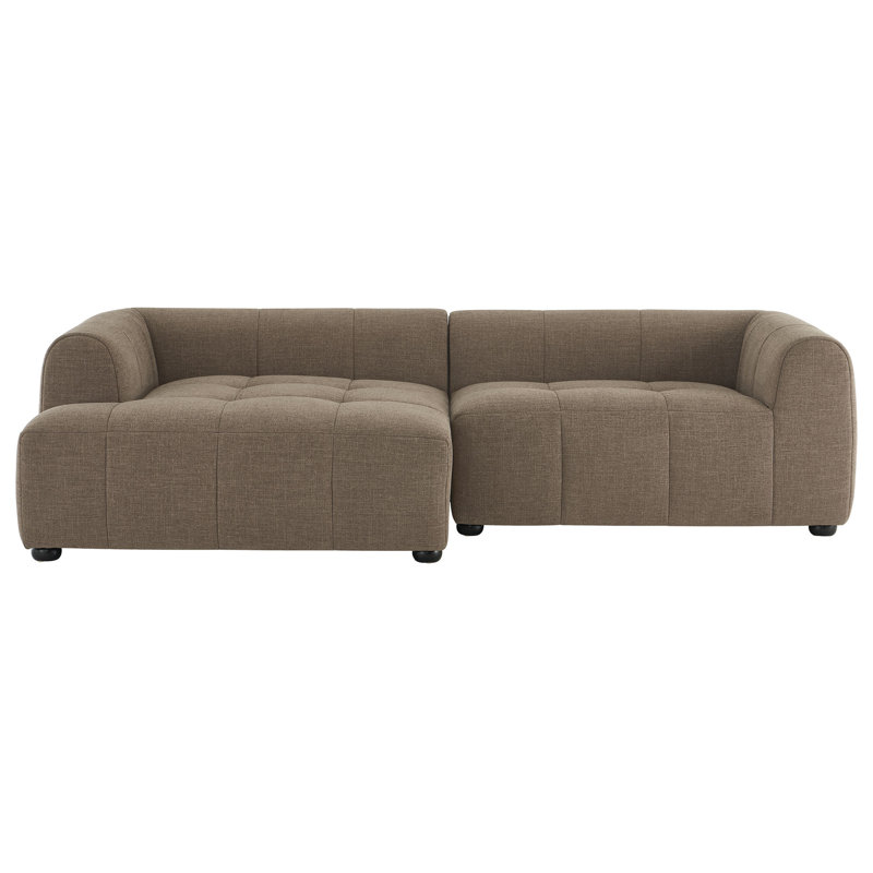 Canapé modulaire en tissu avec méridienne Liana, Faisant face à la gauche, Tissu moka