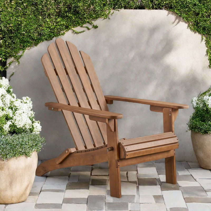 Mobley Acacia Foldable Outdoor Adirondack Chair, Dark Brown