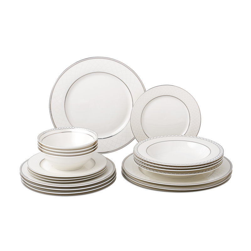 Service de table 20 pièces pour 4 personnes Lorren Home Trends, Bordure platine