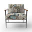 Fauteuil d'appoint rembourré en velours bleu et blanc avec papillon-2048299937