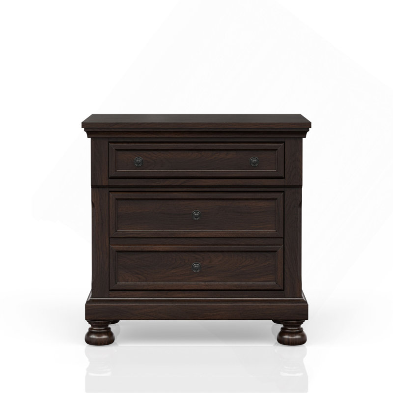 Table de chevet 2 tiroirs cerisier foncé