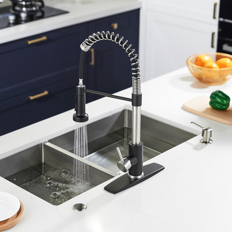 Blue Elephant Pull Down Kitchen Faucet, Black/Brushed