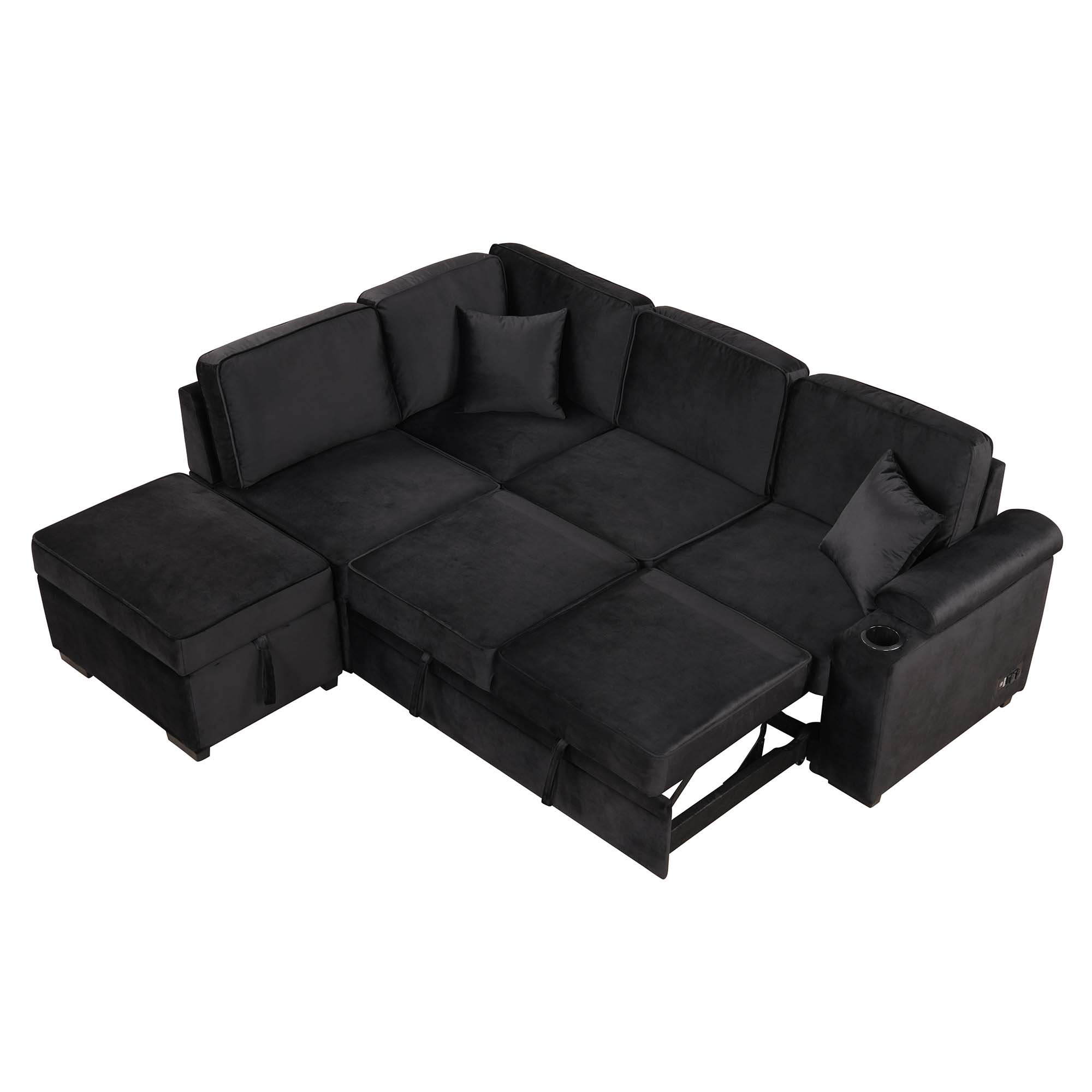 Latitude Run® 84.75" Sleeper Sofa Bed,2 in 1 Pull Out sofa bed L Shape ...