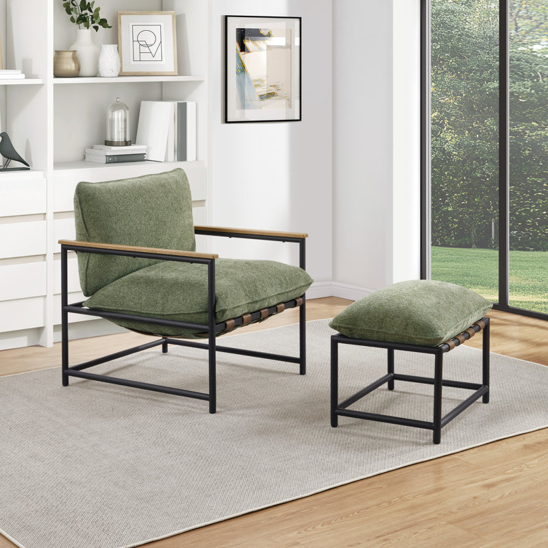 Fauteuil et repose-pieds Sanders, Vert