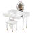 40" Modern Vanity Table Set With Mirror Touch Screen Lighted Mirror, Dressing Table And Cushioned Stool Set With 2 Large Drawers, White