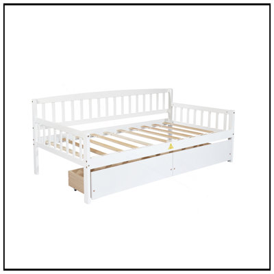 Twin-Size Pine Wood Daybed With Two Storage Drawers And Bed Platform Of 10 Support Slats, Perfect For Space-Saving And Versatile Use