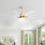 Ventilateur de plafond à télécommande en or, 66 po, avec flux d'air saisonnier, moteur à courant continu, éclairage DEL
