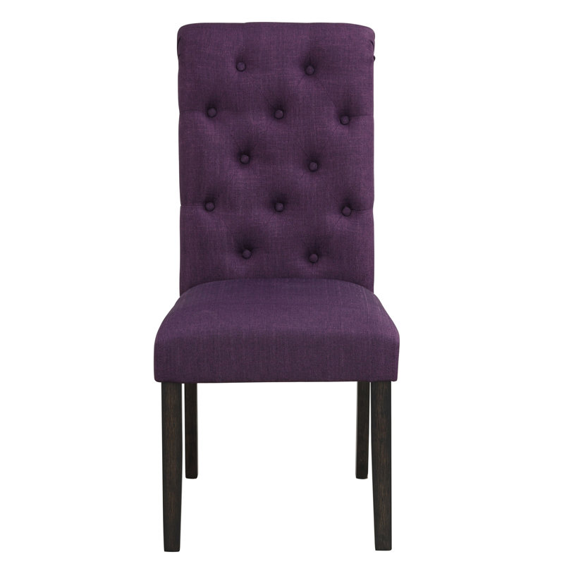 Jacoblee Leviton Solid Wood Tufted Asons Dining Chair, Set Of 2, Purple