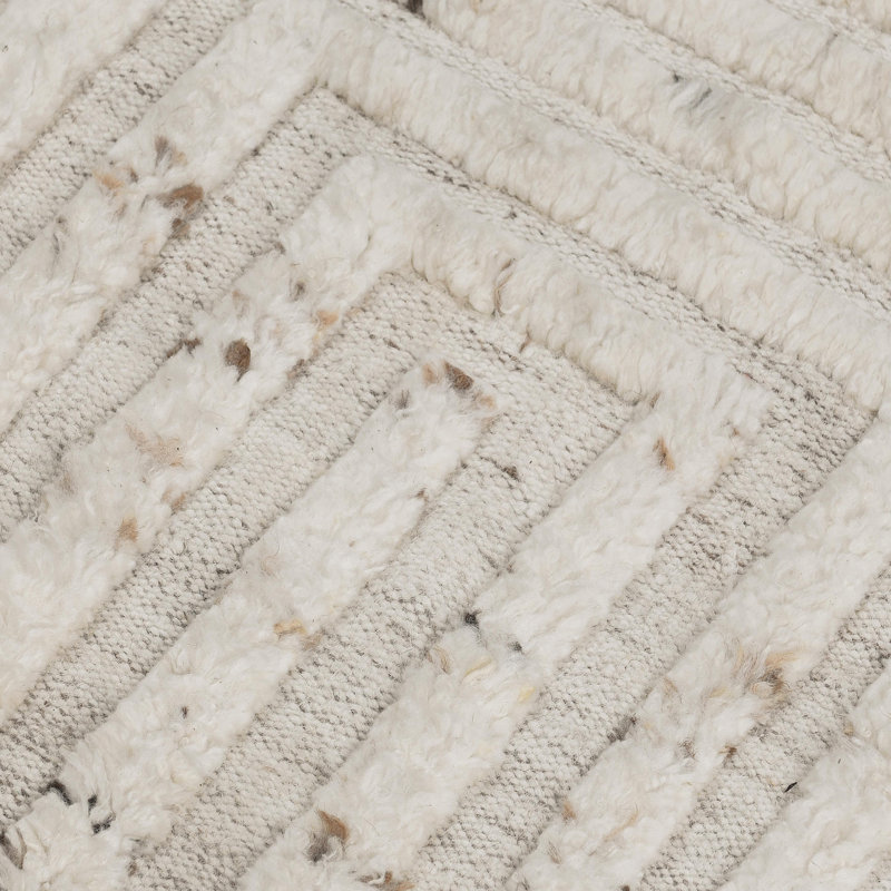 Tahoe Hand Woven Wool/Cotton Geometric Area Rug in Ivory, Rectangle 5' x 8'