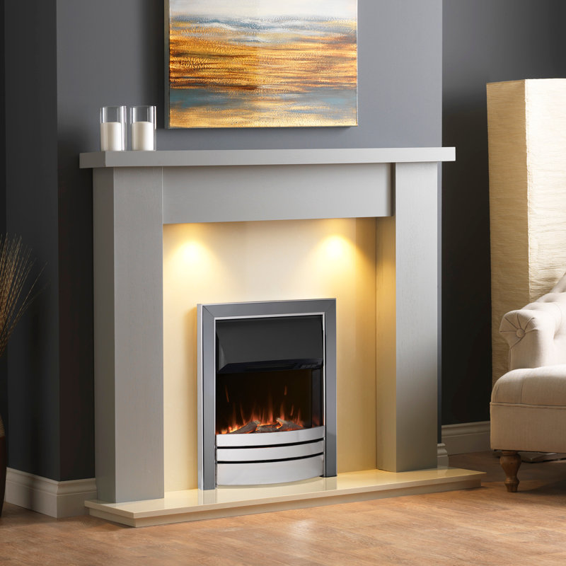 Ida Belfry Heating 49 cm W Electric Fireplace, Chrome/Black Nickel Overlay