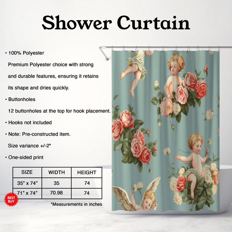 Rideau de douche Old Cupid - Premium, H 74 po x l 71 po