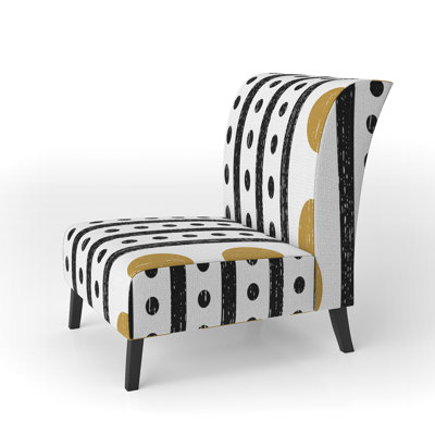 Retro Geometrical Abstract Minimal Pattern VII - Mid-Century Upholstered Slipper Chair