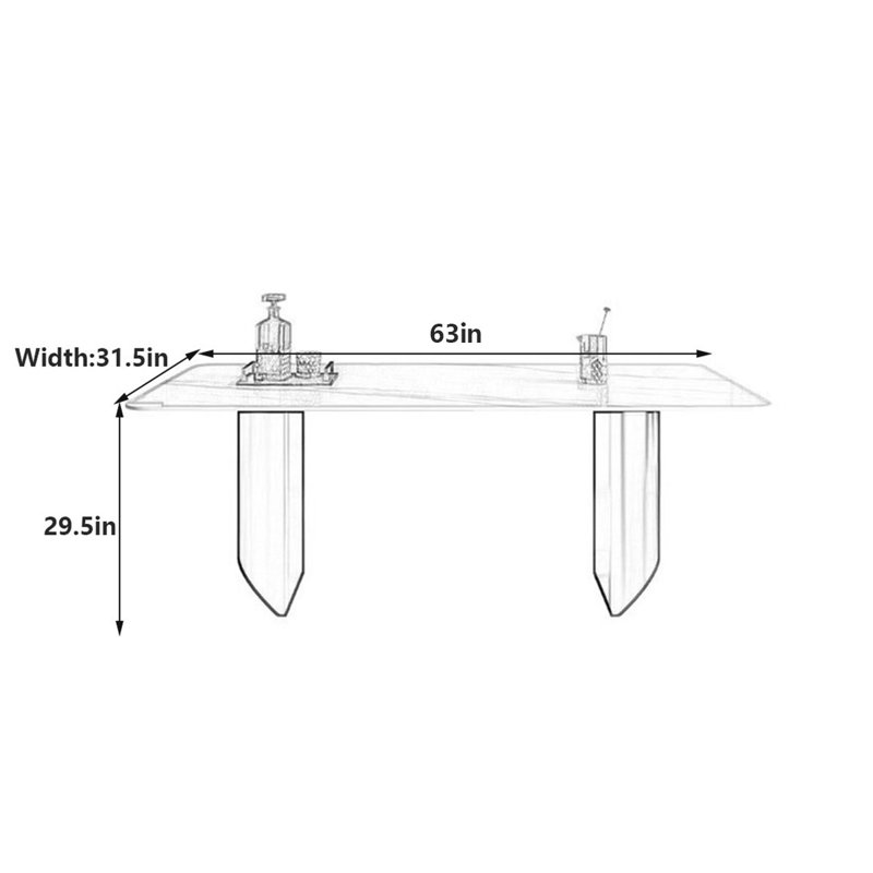 Table de salle à manger rectangulaire Luxury, H 29,52 po x L 63 po x l 31,5 po, Gris