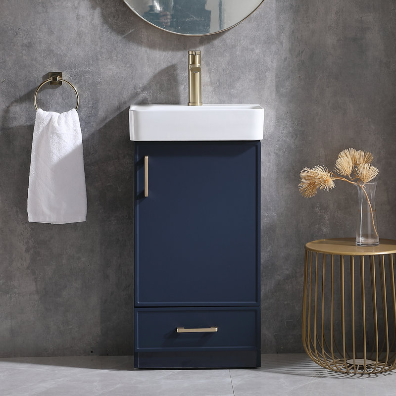 Suheyb 18" Modern Mini Blue Single Bathroom Vanity Set
