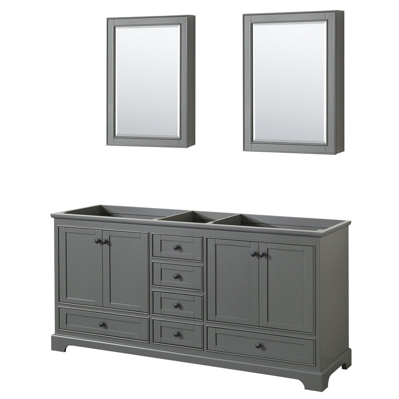 Base de meuble-lavabo double Deborah, Gris foncé / noir mat