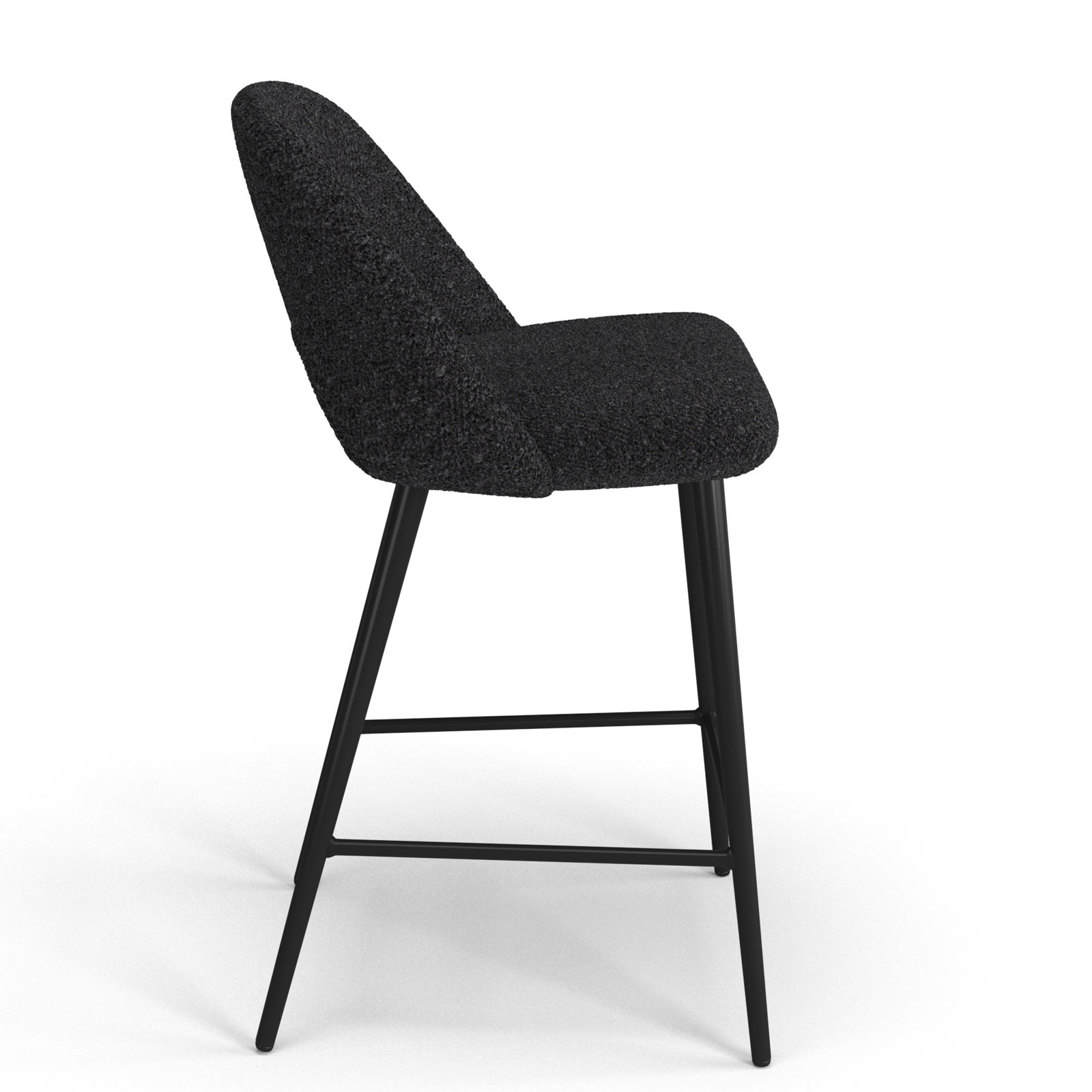Valdez Bar Stool, Counter Height (23” Seat Height), Black Boucle