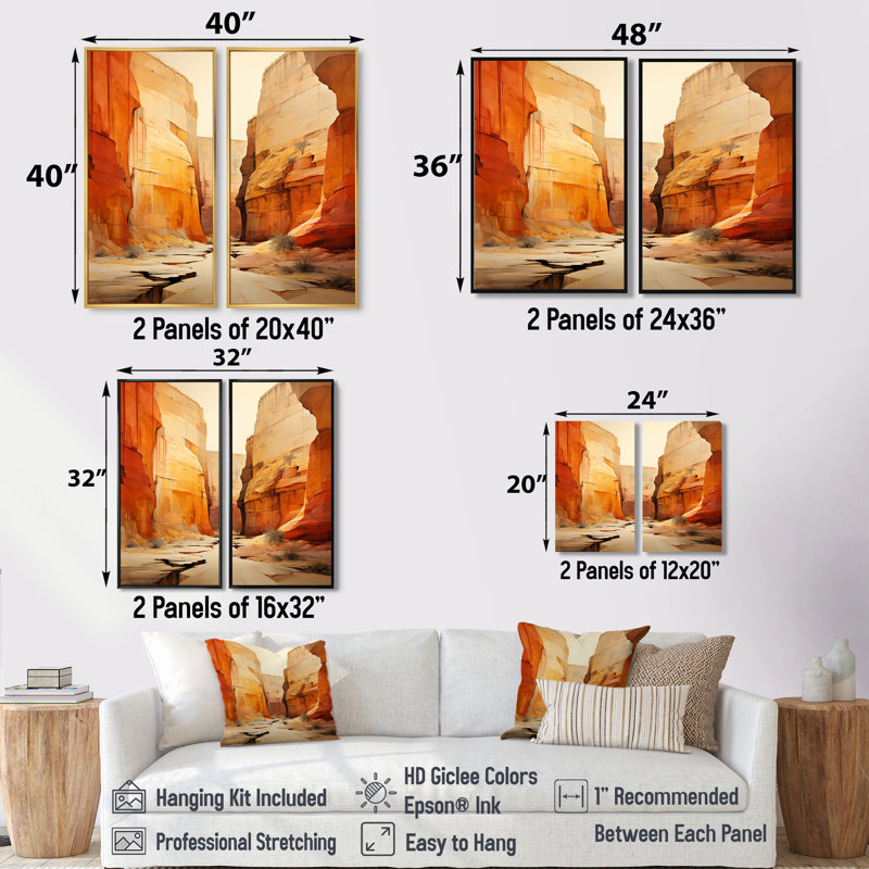 Marvalyn - Orange Canvas Wall Art, Black, 36" H x 48" W, Floater Framed Print