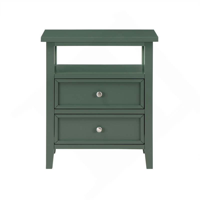 Table de chevet 2 tiroirs Weston Vintage Green, Vert antique