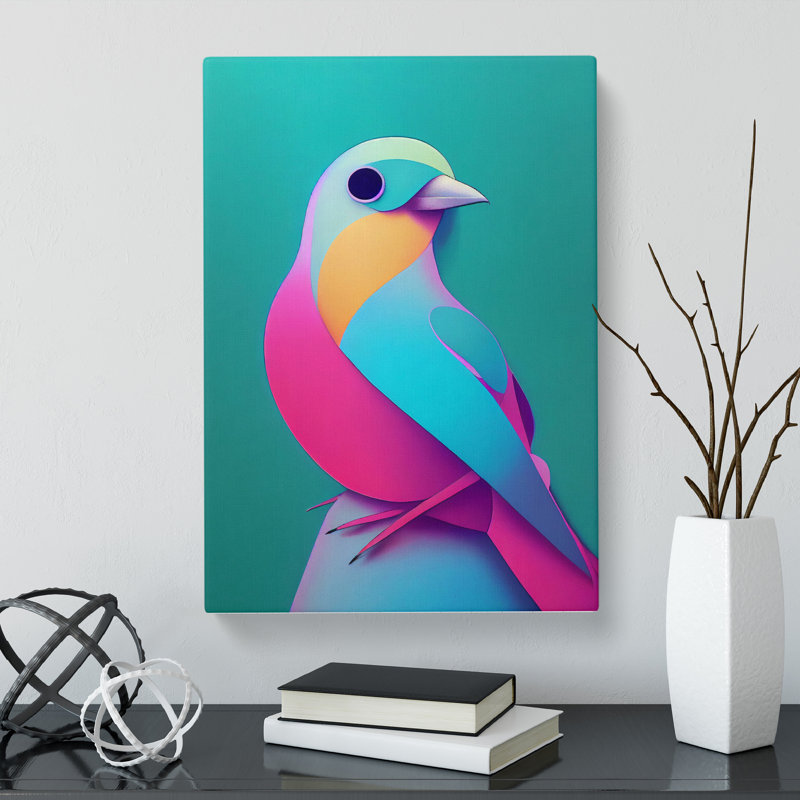 CAN-V0523-257X Bird Vaporwave Vol.2 - Wrapped Canvas Print, 60cm H x 40cm W