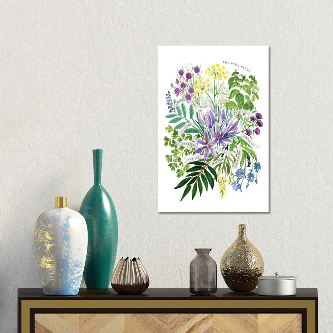 Culinary Herbs Bouquet In Watercolor by Blursbyai - Gallery-Wrapped Canvas Giclée on Canvas