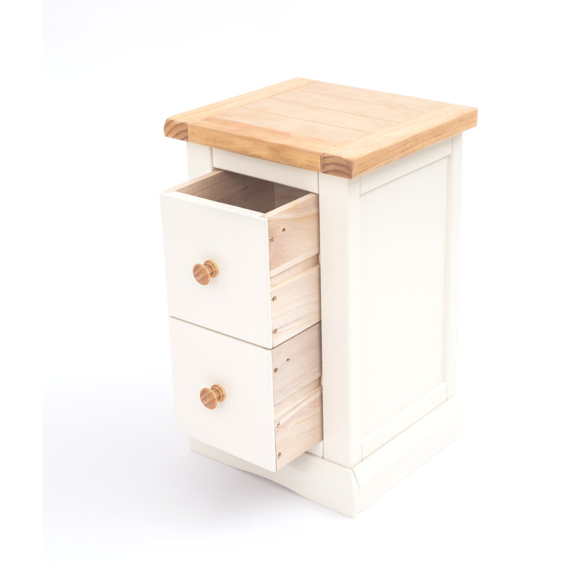 Pharsalia 35cm W Solid + Manufactured Wood Bedside Table, Off-White, Wood Knob