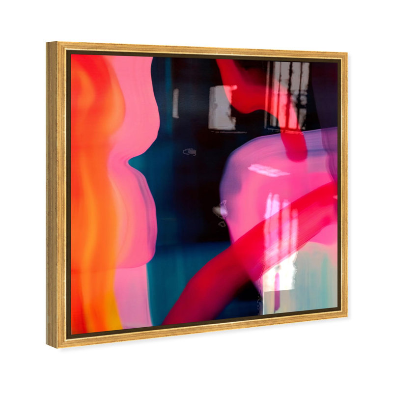 Oliver Gal Inked I Abstract - Hand-Applied Glass Coat Framed Canvas Art, Gold, 30" H x 30" W