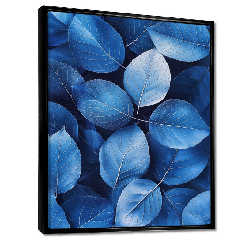 «Periwinkle Leaves Of Blue Simplicity I», reproduction sur toile, Noir, Reproduction avec cadre flottant, H 20 po x l 12 po