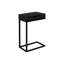 Table d'appoint pour le salon et la chambre à coucher, avec compartiment de rangement en stratifié noir et métal