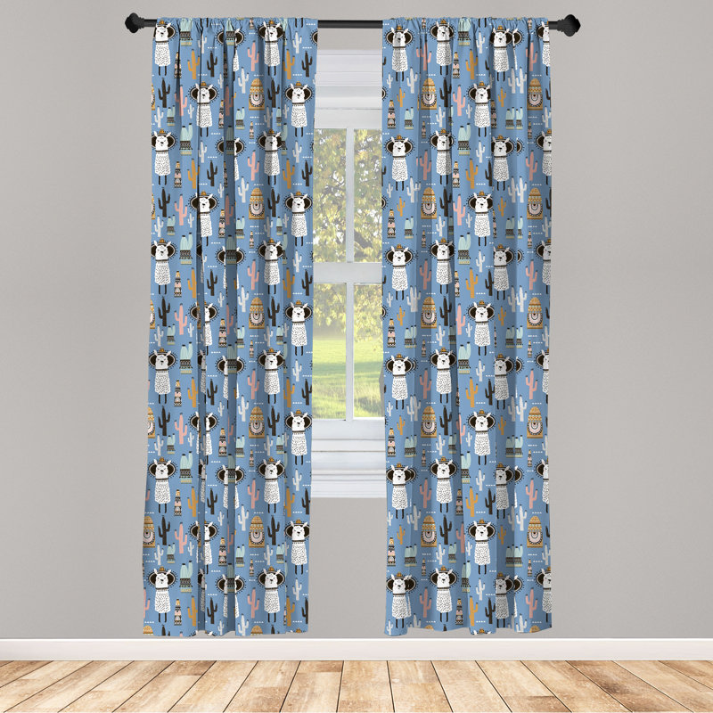 Llama Semi-Sheer Rod Pocket Curtain Panels, 28" x 95"