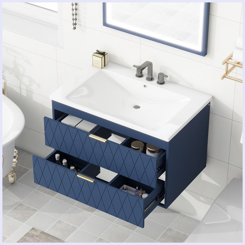 Meuble-lavabo mural moderne avec lavabo en résine