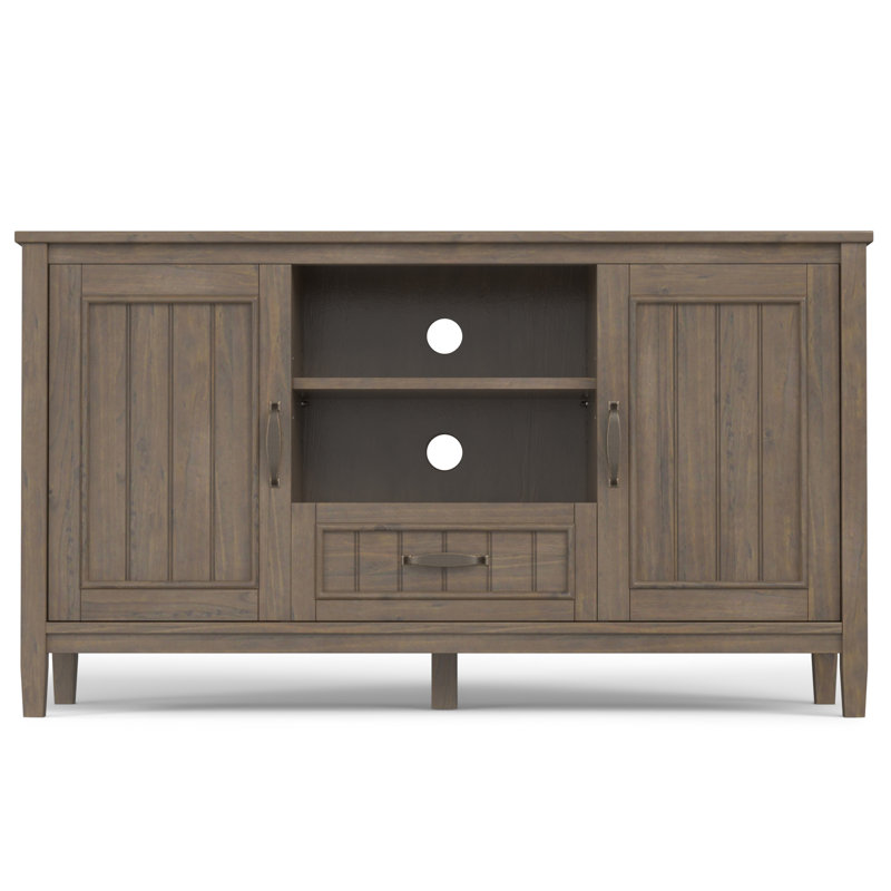 Lev Smoky Brown Solid Wood 53" Wide TV Stand with Storage