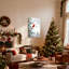 Cardinal rouge de Noël perché sur une branche de pin enneigé, ensemble de 3 impressions sur toile-1101962922